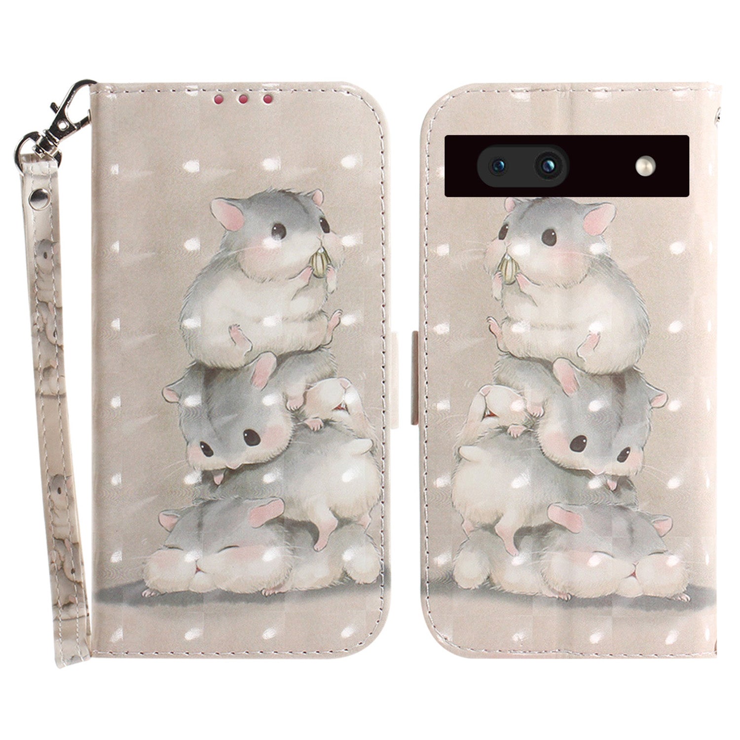 Shockproof Phone Cover Stand for Google Pixel 7a PU Leather 3D Pattern Printing Phone Flip Wallet Case with Strap Shockproof Phone Cover Stand for Google Pixel 7a PU Leather 3D Pattern Printing Phone Flip Wallet Case with Strap